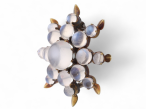 Antique Moonstone Set Starburst Brooch In 14kt yellow Gold