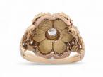 Victorian Pearl and Diamond Floral Cluster Ring In 18kt Yellow Gold