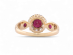 Victorian Ruby And Diamond Coronet Cluster Ring In 18kt Yellow Gold