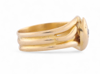 Edwardian Double Headed Diamond Set Snake Ring In 18kt Yellow Gold