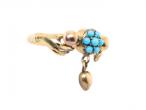 Antique Turquoise Cluster And Heart Ring Clasped In 18kt Yellow Gold Hands