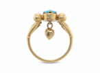 Antique Turquoise Cluster And Heart Ring Clasped In 18kt Yellow Gold Hands