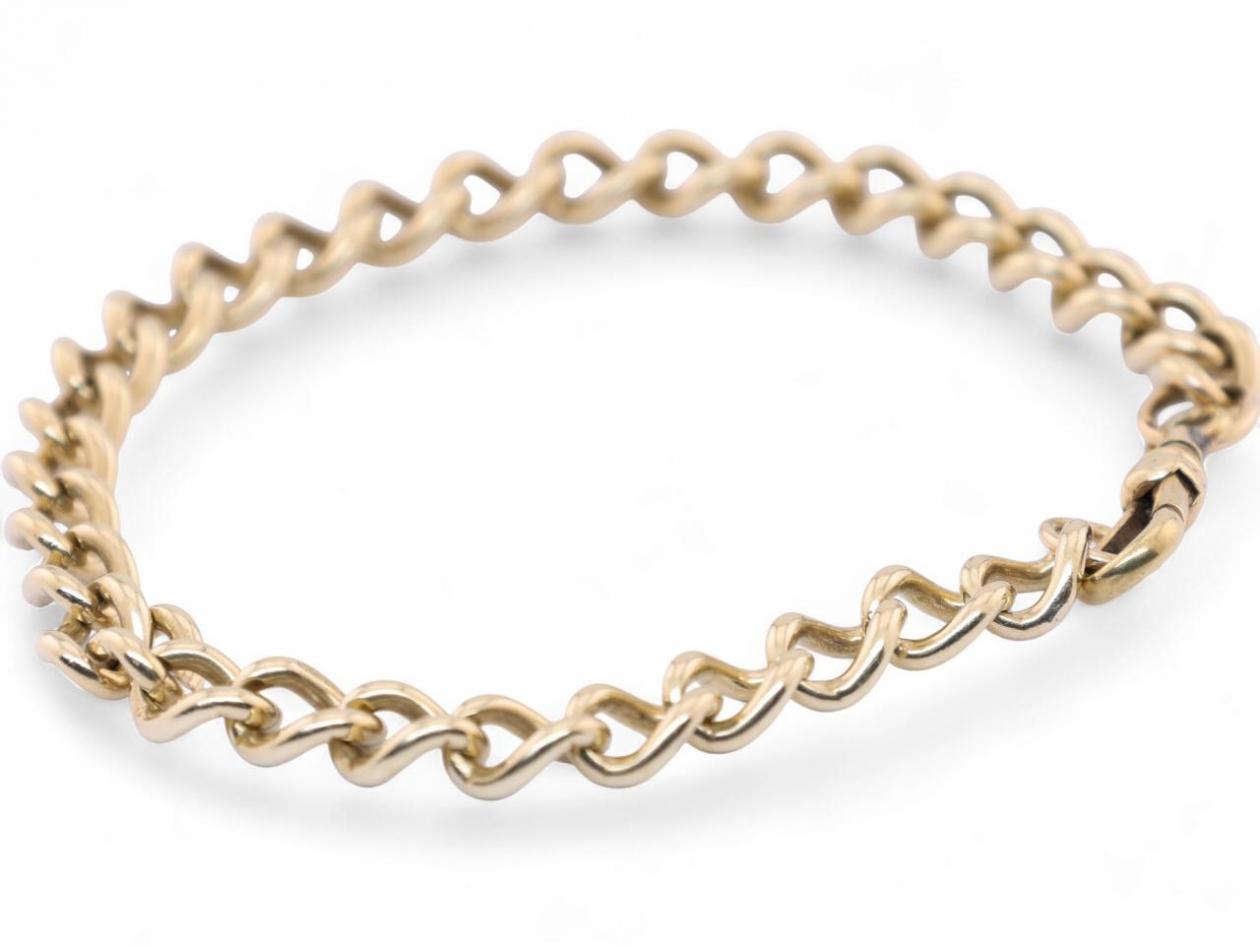 Vintage Oval Curb Chain Bracelet in Solid 9kt Yellow Gold