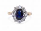 Sapphire and Diamond Cluster Ring