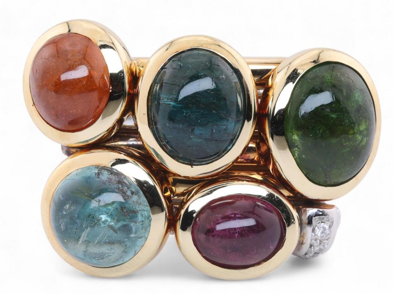 Multi-Coloured Tourmaline Cocktail Ring