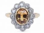 Imperial Topaz and Diamond Cluster Ring