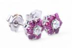 Pink Sapphire and Diamond Cluster Earrings