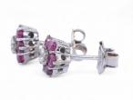 Pink Sapphire and Diamond Cluster Earrings