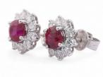 Ruby and Diamond Cluster Earrings