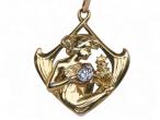 Art Nouveau Diamond Set Pendant Of A Woman In 18kt Yellow Gold By Masriera