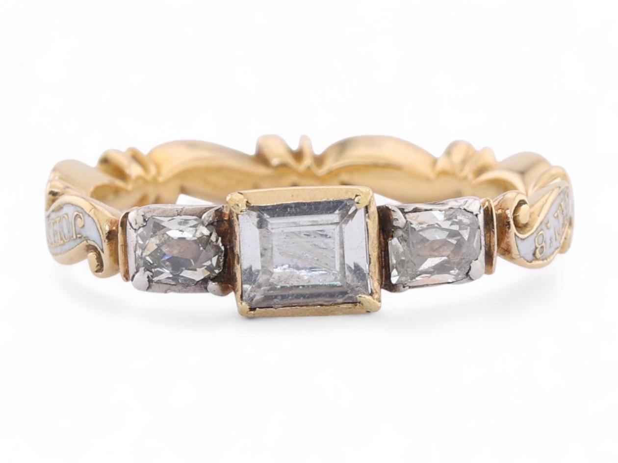 Rock crystal and Diamond Mourning Ring