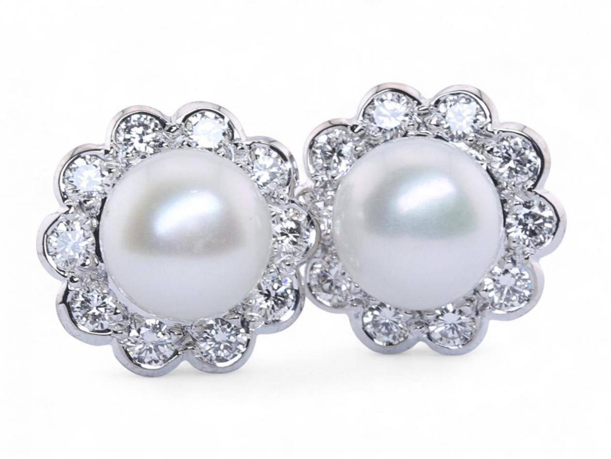 Pearl and Diamond Earrings