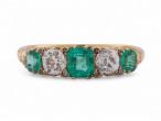 Emerald and Diamond 5-Stone Ring