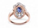 Belle Epoque Sapphire And Old Mine Cut Diamond Cluster Ring In 18kt Yellow Gold And Platinum