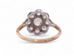Edwardian Style Old Mine Diamond Daisy Cluster Ring In 18kt Gold And Platinum