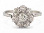 Vintage old mine diamond ring in 18kt white gold and platinum