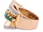 1950s seven stone emerald and diamond fluted cocktail ring in 18kt yellow gold