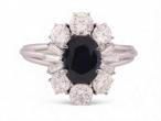 Sapphire and diamond Cluster ring