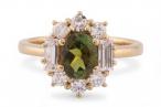 Tourmaline and diamond cluster ring
