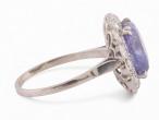 Vintage Purple Sapphire And Diamond Cluster Ring In Platinum