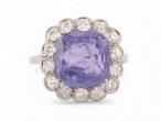 Vintage Purple Sapphire And Diamond Cluster Ring In Platinum