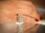 French 1950s Diamond Set Bombe Ring in Fluted 18kt Yellow Gold And Platinum