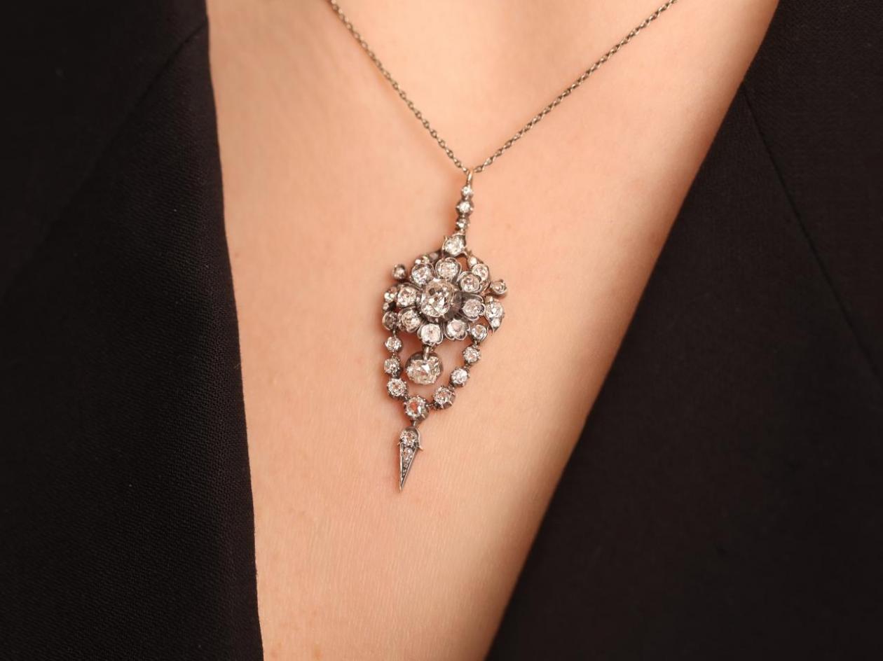 Antique Diamond Pendant Necklace