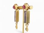Modernist Tourmaline, Amethyst And Emerald Earrings In 18kt Yellow Gold By Boris LeBeau