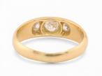 Antique Three Stone Diamond Ring In 18kt Yellow Gold
