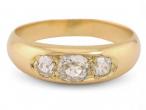 Antique Three Stone Diamond Ring In 18kt Yellow Gold