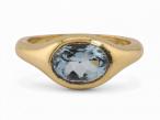Vintage Solitaire Aquamarine East To West Bezel Set Ring in 18kt Yellow Gold