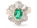 Vintage Ballerina Emerald And Diamond Cocktail Ring In Yellow Gold