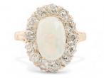 Antique Opal and Diamond Cluster Ring in 18kt Gold