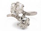 Edwardian Diamond Toi et Moi Ring in Platinum