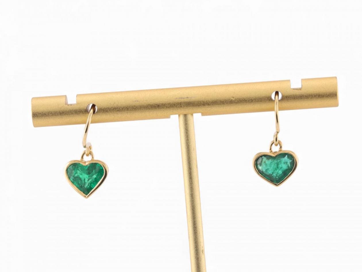 Emerald Heart Drop Earrings