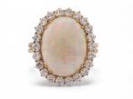 Opal and diamond cluster ring