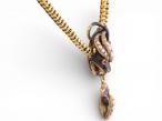 Victorian enamel and seed pearl serpent necklace