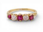 Victorian Ruby and Diamond Five-stone Ring in 18kt Yellow Gold