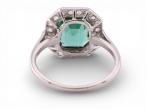 Art Deco Green Tourmaline and Diamond Cluster Ring in Platinum