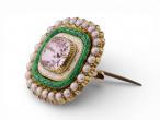 Antique Pink Topaz, Pearl and Enamel Brooch