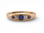 Antique 18ct Gold Sapphire and Diamond Five Stone Ring