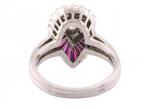 Oscar Heyman Platinum Pear Diamond and Ruby Ballerina Ring