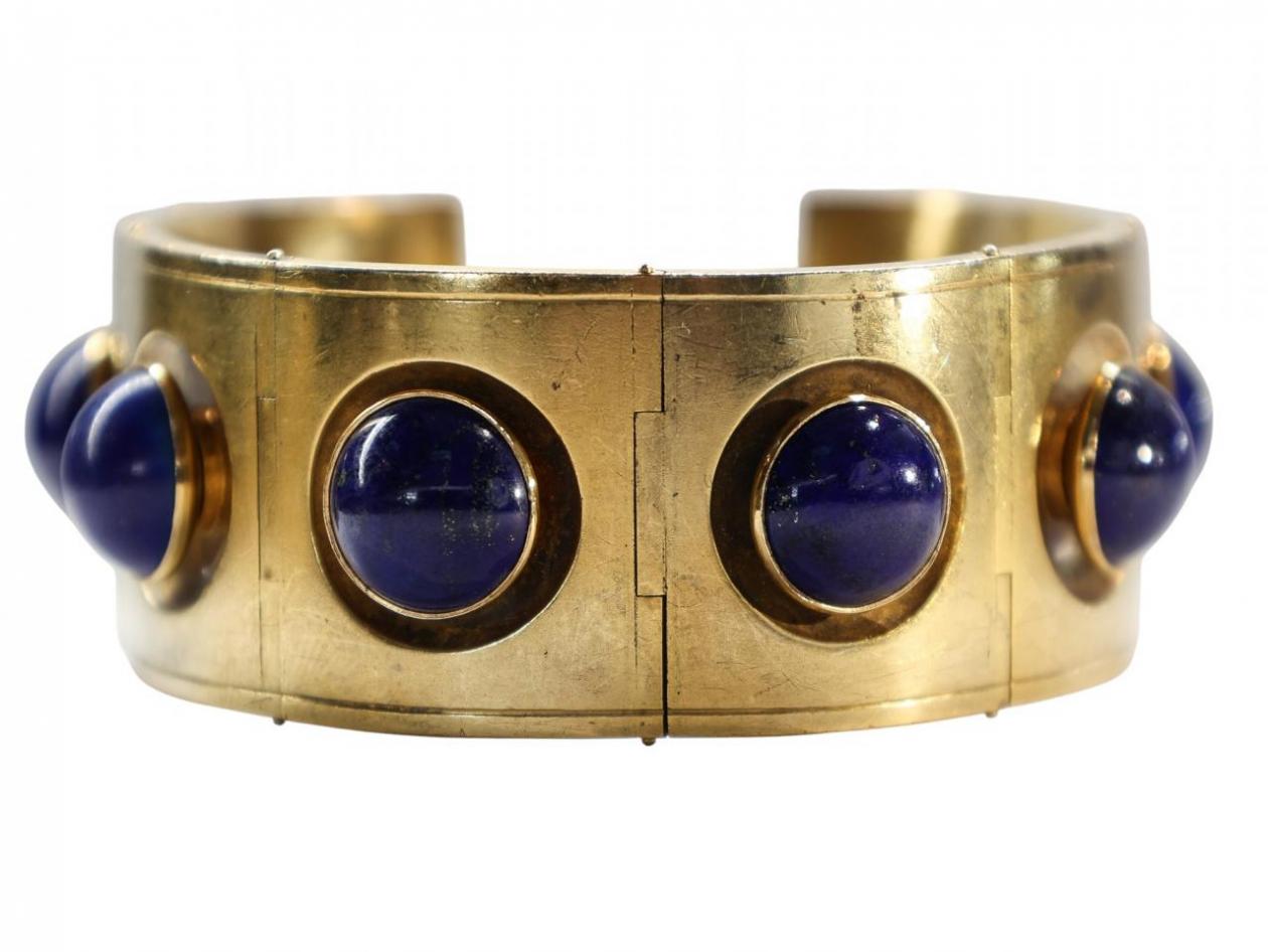 Gold and Lapis Lazuli Panel Bracelet