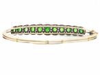 Demantoid Garnet and Diamond Bangle in Silver on 18ct Gold