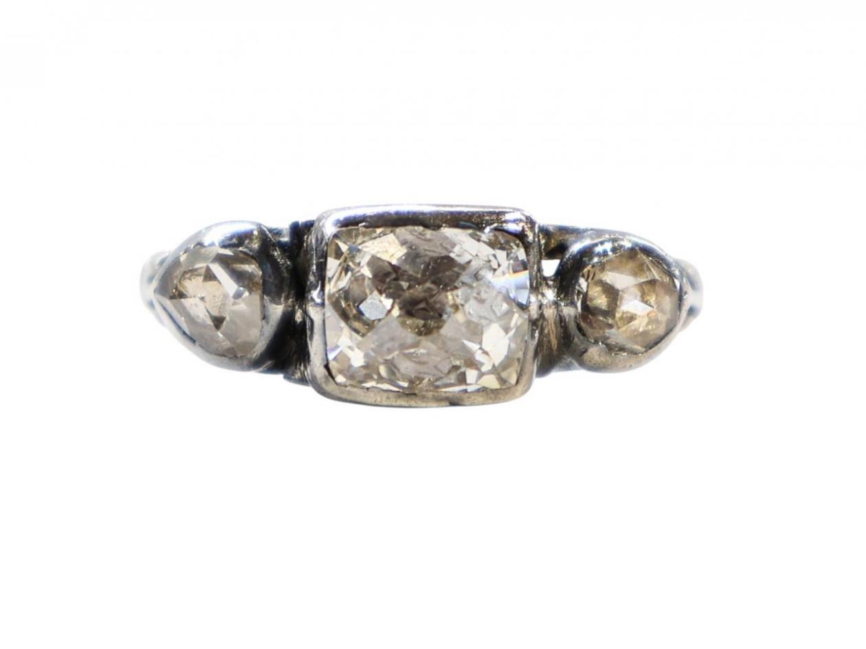Georgian Silver and Gold Three Stone Diamond Ring