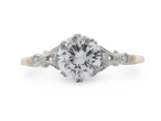 18ct Gold and Platinum Diamond Solitaire Ring with Scrollwork Shoulders