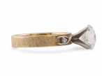 18ct Gold and Platinum Diamond Solitaire Ring with Florentine Band