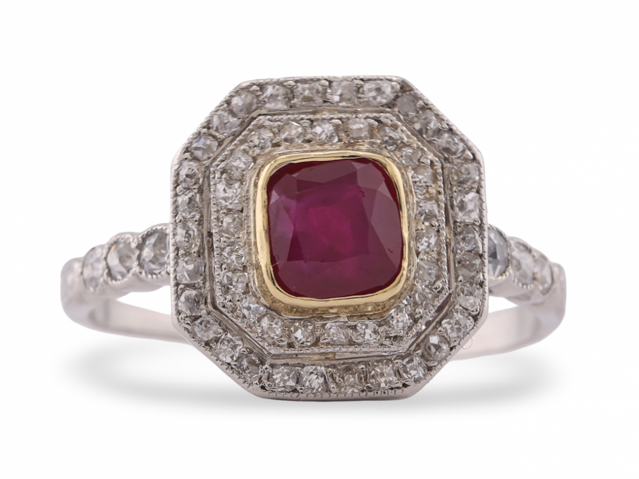 Ruby and diamond cluster