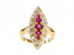 Victorian 18ct Gold Ruby and Diamond Navette Ring