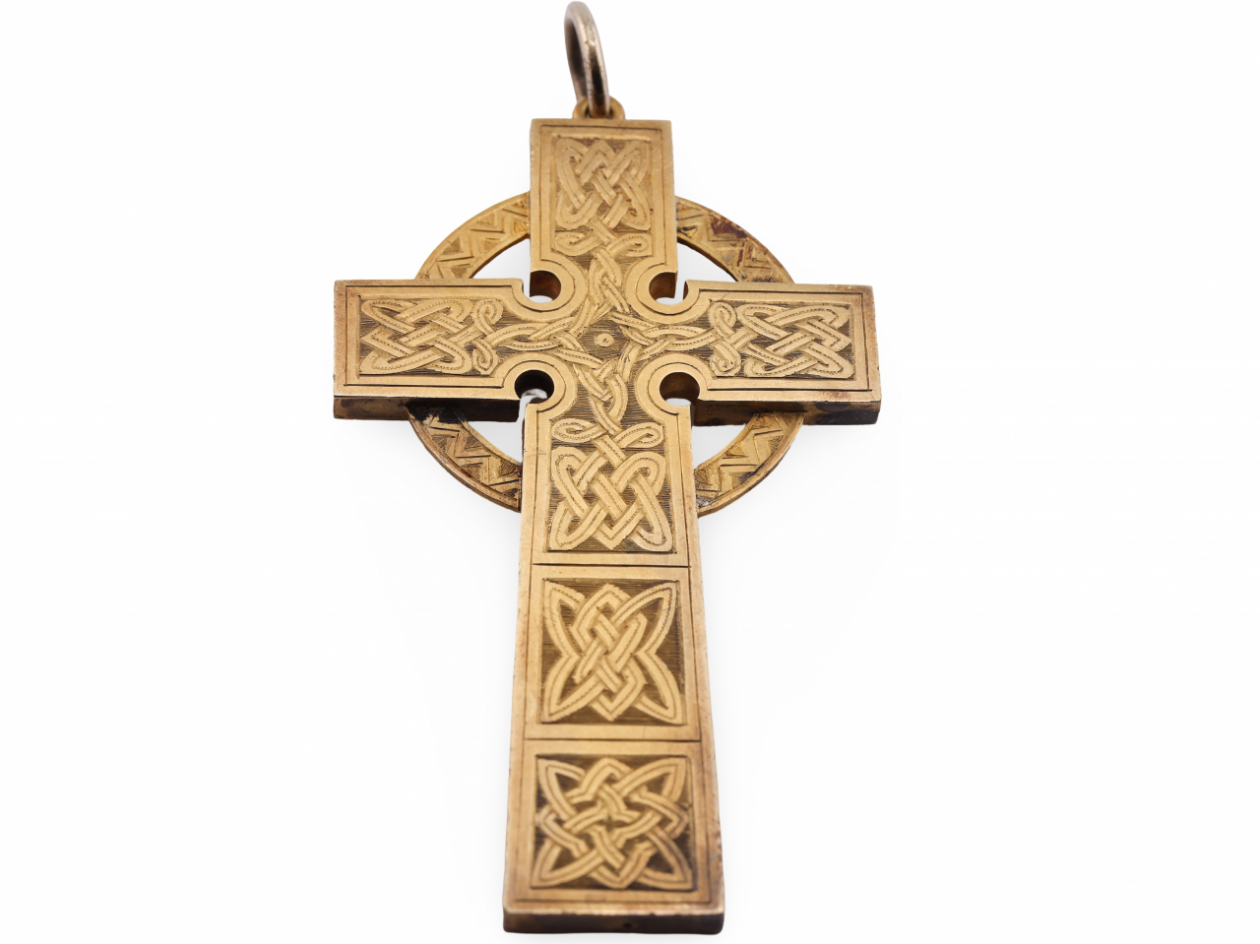 Victorian Gold Celtic Cross Pendant, Dated 1880